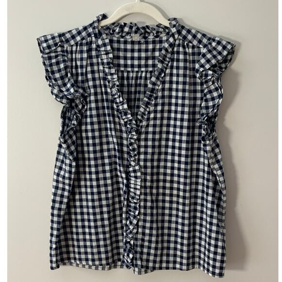 J. Crew Gingham Blouse size large - Picture 1 of 5
